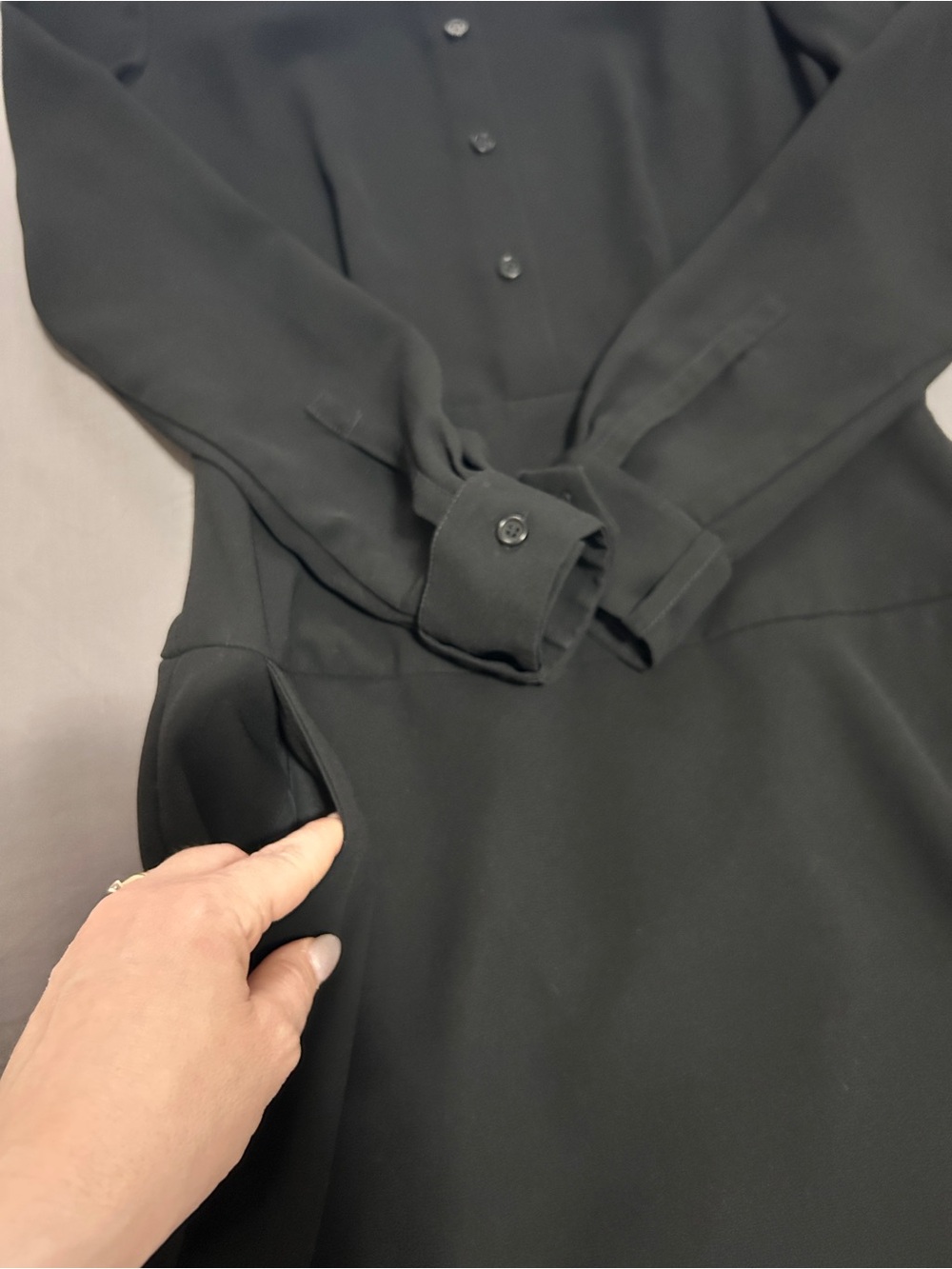 COACH Button Up Mandarin Collar Shirt Dress Black - Picture 9 of 9
